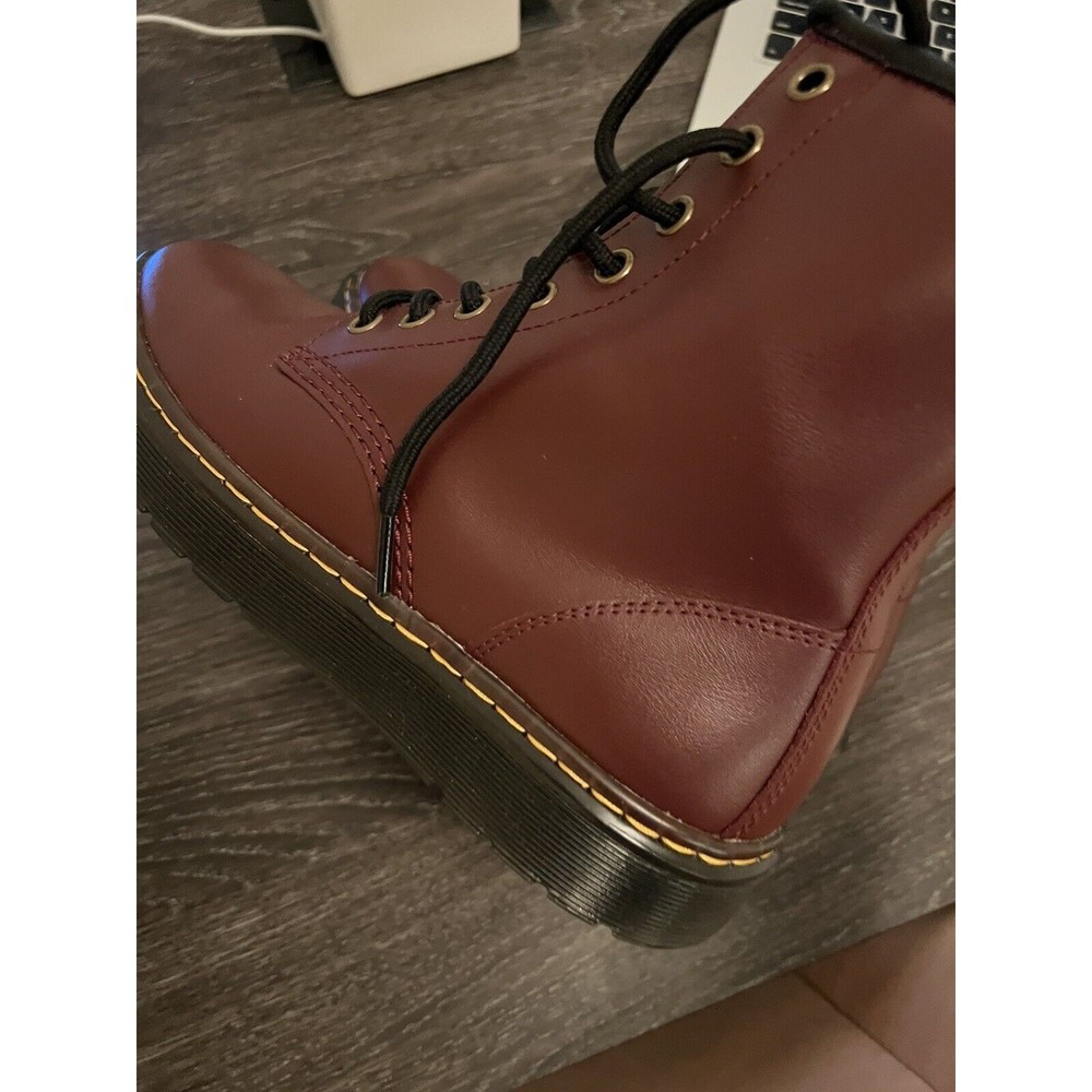 Sold Dr Martens Combat Boot Zavala Unisex 6/7 Cherry Red Air wair Docs - Picture 4 of 8